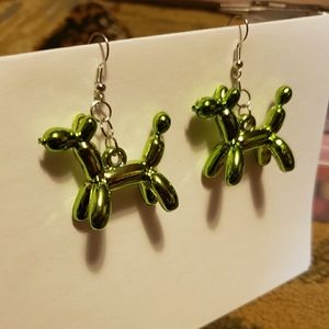 Green Balloon Dog Earrings